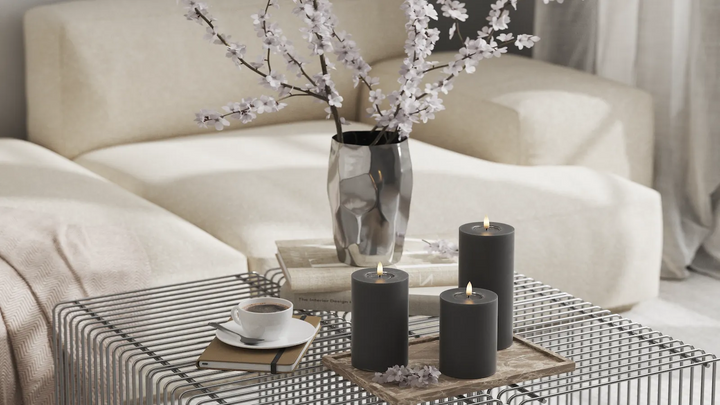 Deluxe Homeart LED Kerze Blockkerze Real 7,5 cm