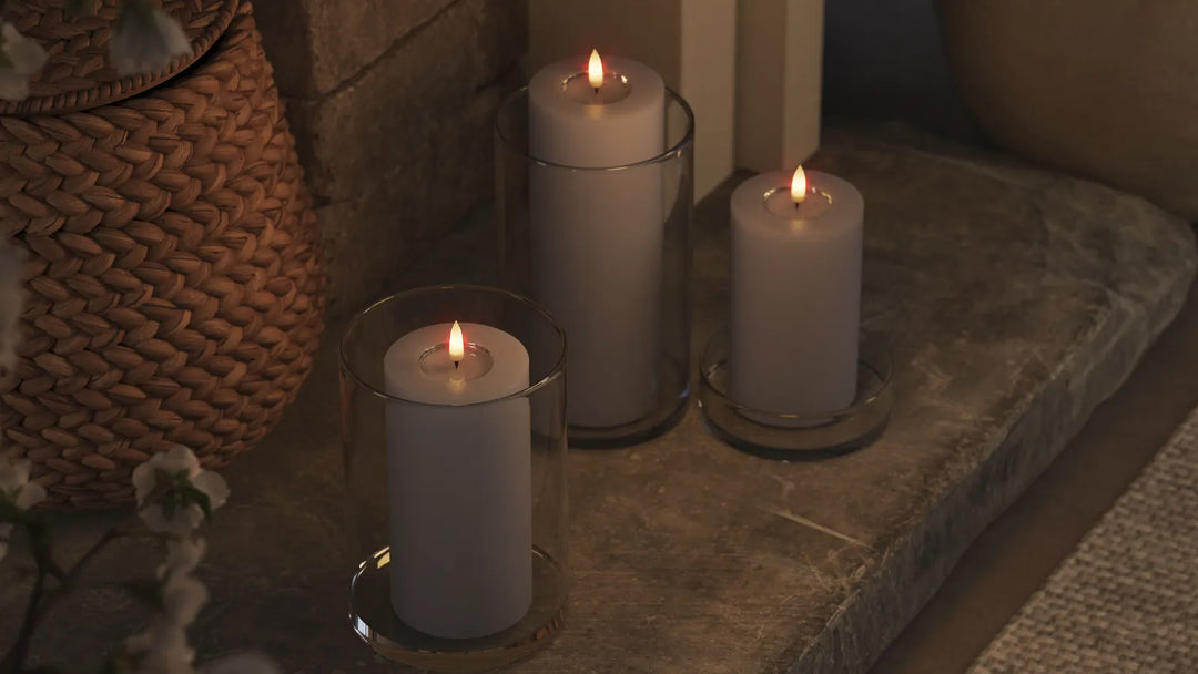 Deluxe Homeart LED Kerze Blockkerze Real Flame