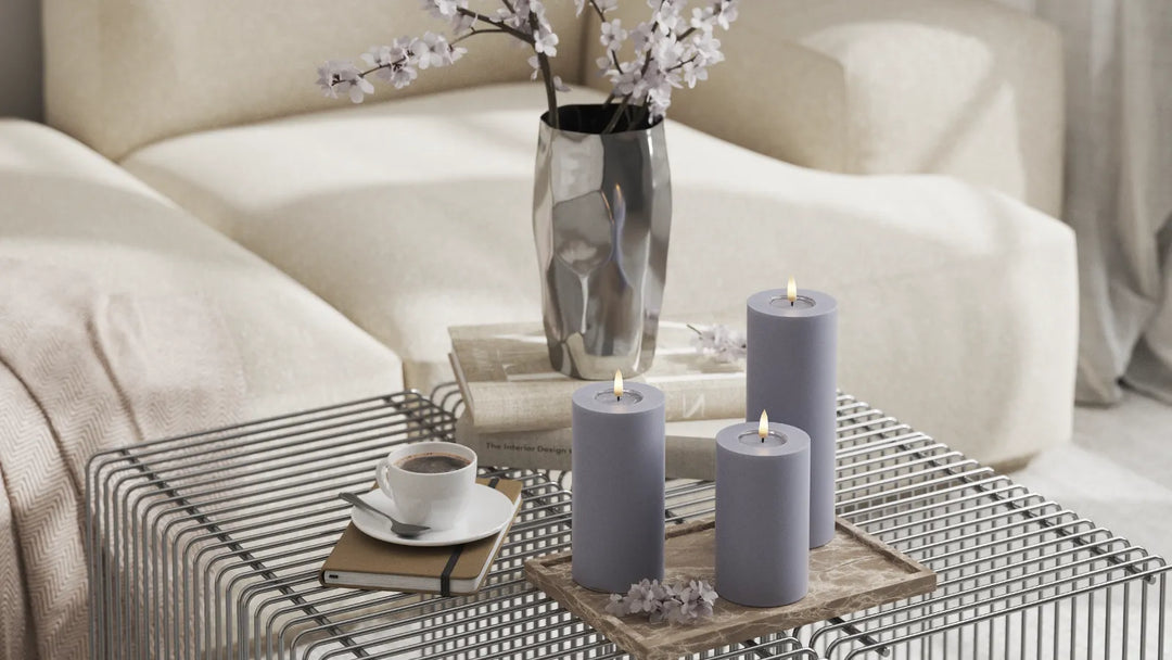 Deluxe Homeart LED-Blockkerze Real Flame Mist 7,5 cm