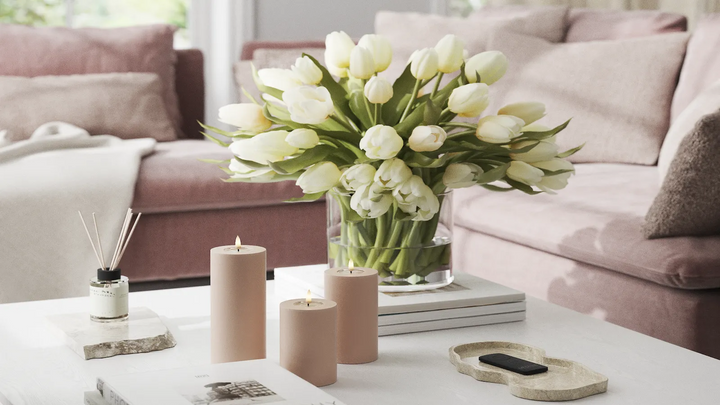 Deluxe Homeart LED-Blockkerze Real Flame in Rosa
