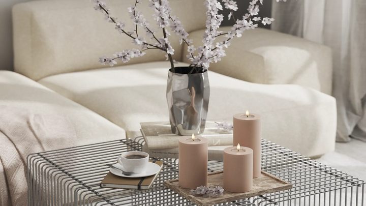 Deluxe Homeart LED-Blockkerze Real Flame in Rosa