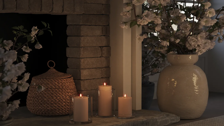 Deluxe Homeart LED-Blockkerze Real Flame in Rosa