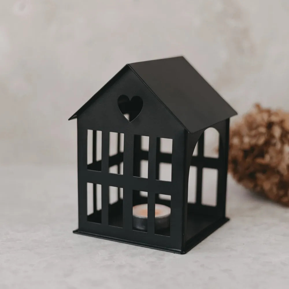 Eulenschnitt Deko-Metallhaus Mini in Mattschwarz