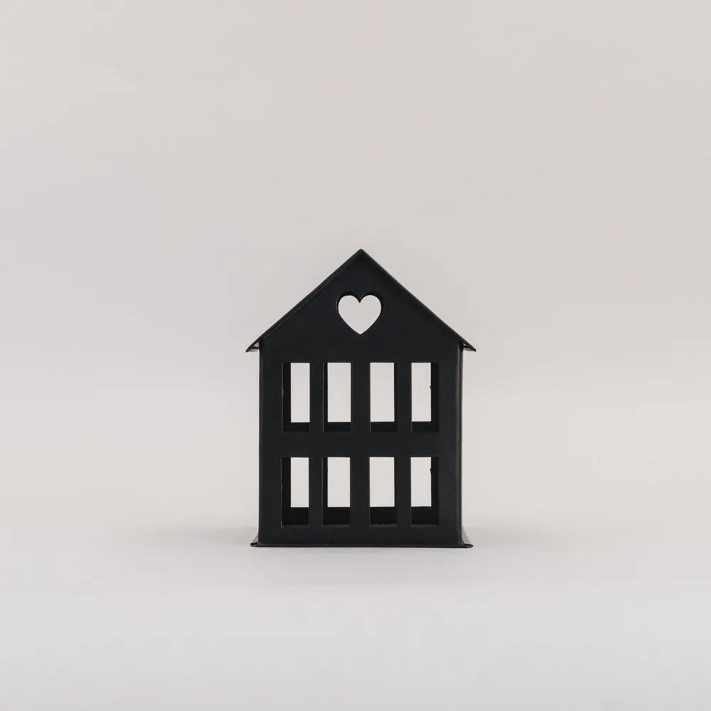 Eulenschnitt Deko-Metallhaus Mini in Mattschwarz
