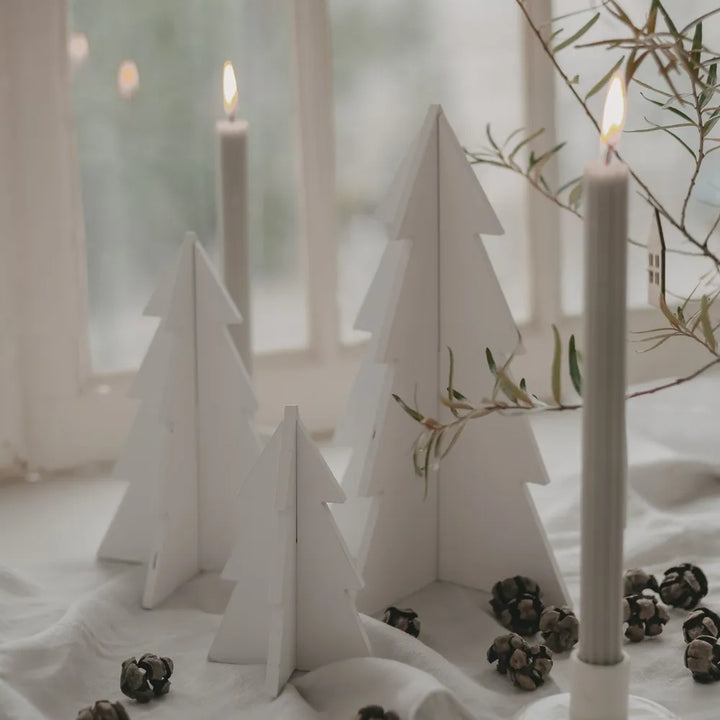 Eulenschnitt Tannenbaum Tannenbäume Holz Set Weiß