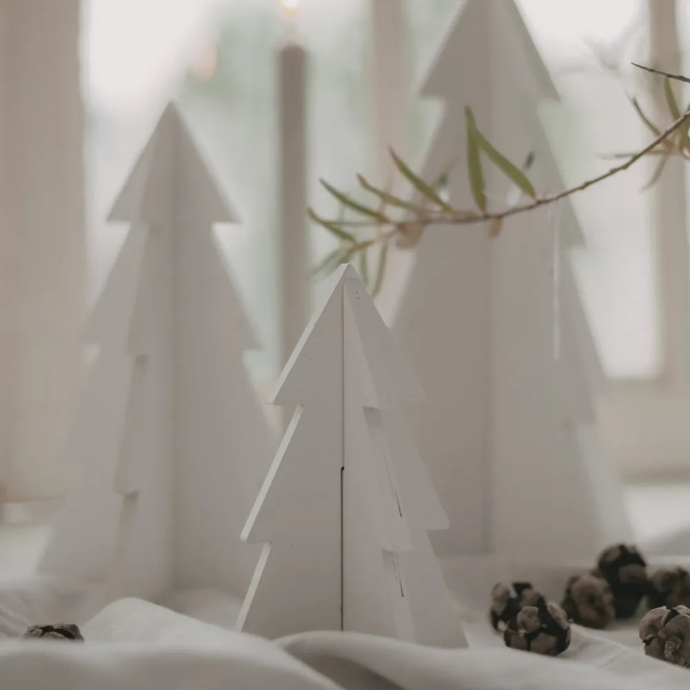Eulenschnitt Tannenbaum Tannenbäume Holz Set Weiß