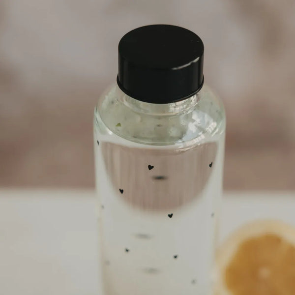 Eulenschnitt - Trinkflasche Herzen Borosilikatglas