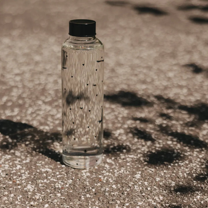 Eulenschnitt Trinkflasche Herzen Borosilikatglas