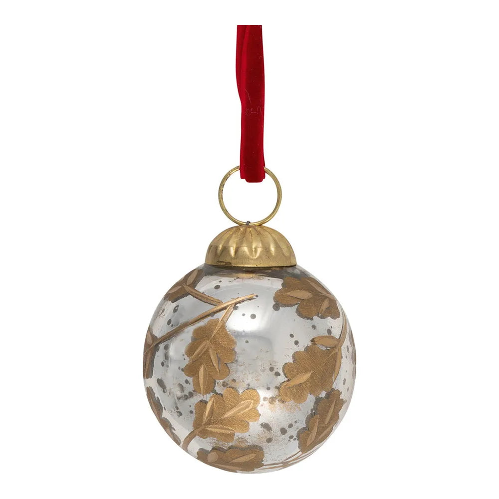 GreenGate - Glaskugel Blatt gold antiksilber klein
