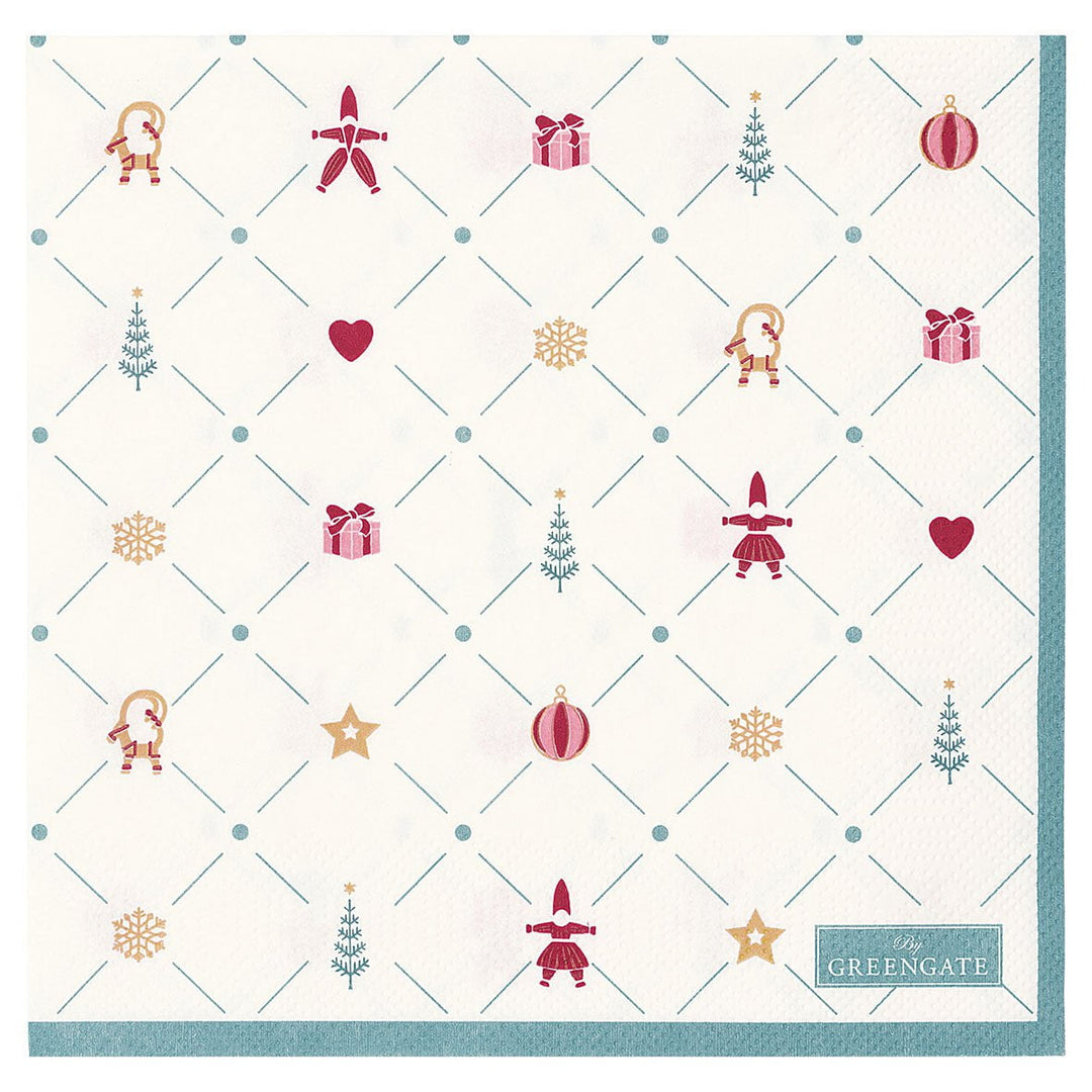 GreenGate - Clarina Papierservietten groß White 20 Stück