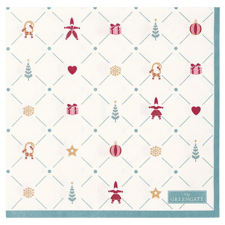 GreenGate - Clarina Papierservietten groß White 20 Stück