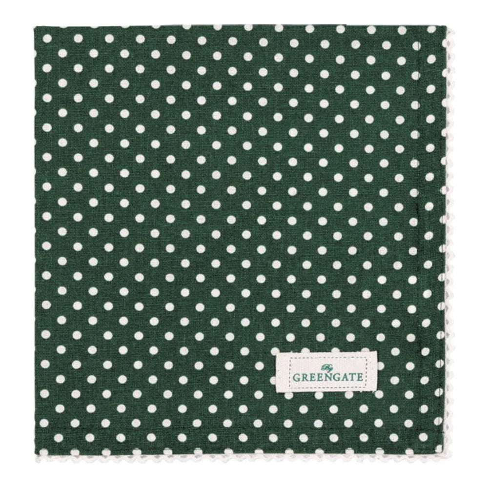 GreenGate - Dotty Serviette mit Spitze dunkelgrün