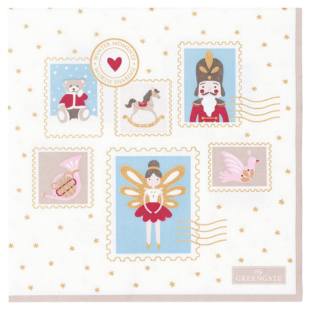 GreenGate - Xmas letter Papierservietten groß White 20 Stück