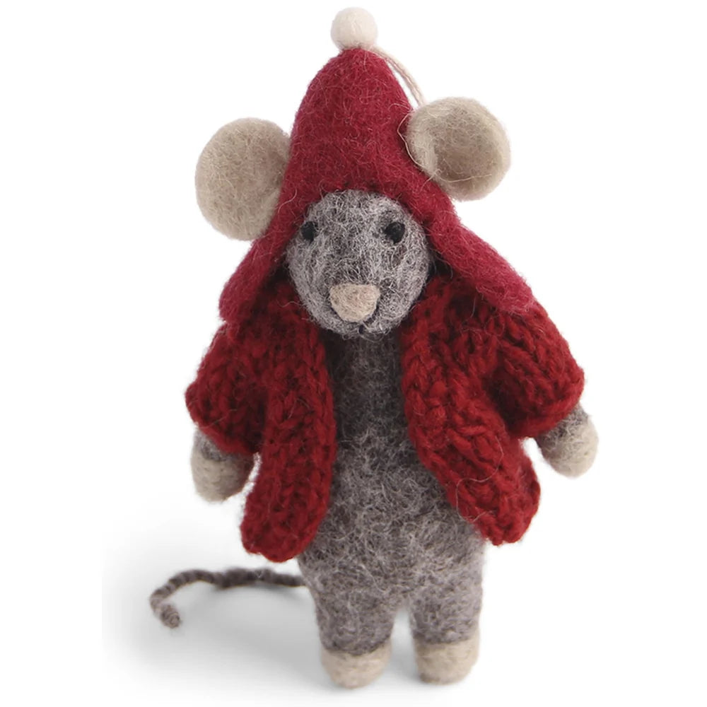 Gry & Sif – Graue Maus mit roter Jacke