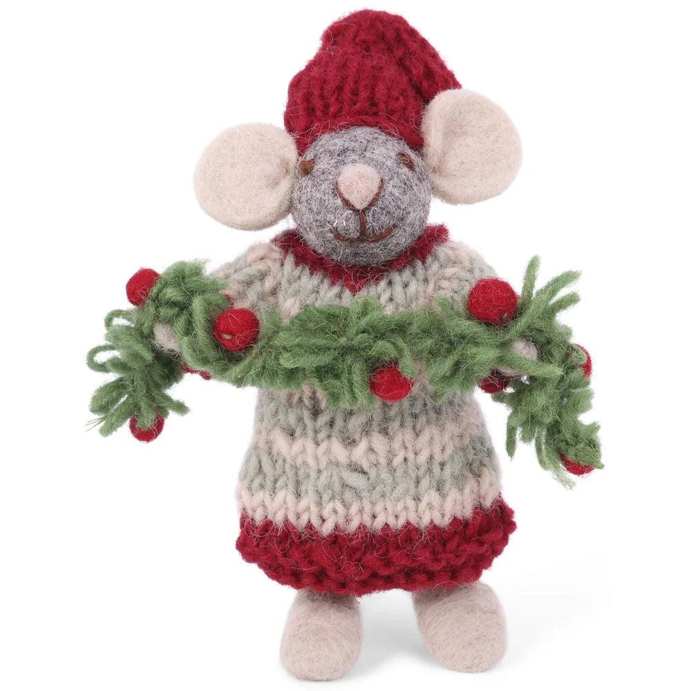 Gry &amp; Sif – Kleine graue Maus mit Tannengirlande