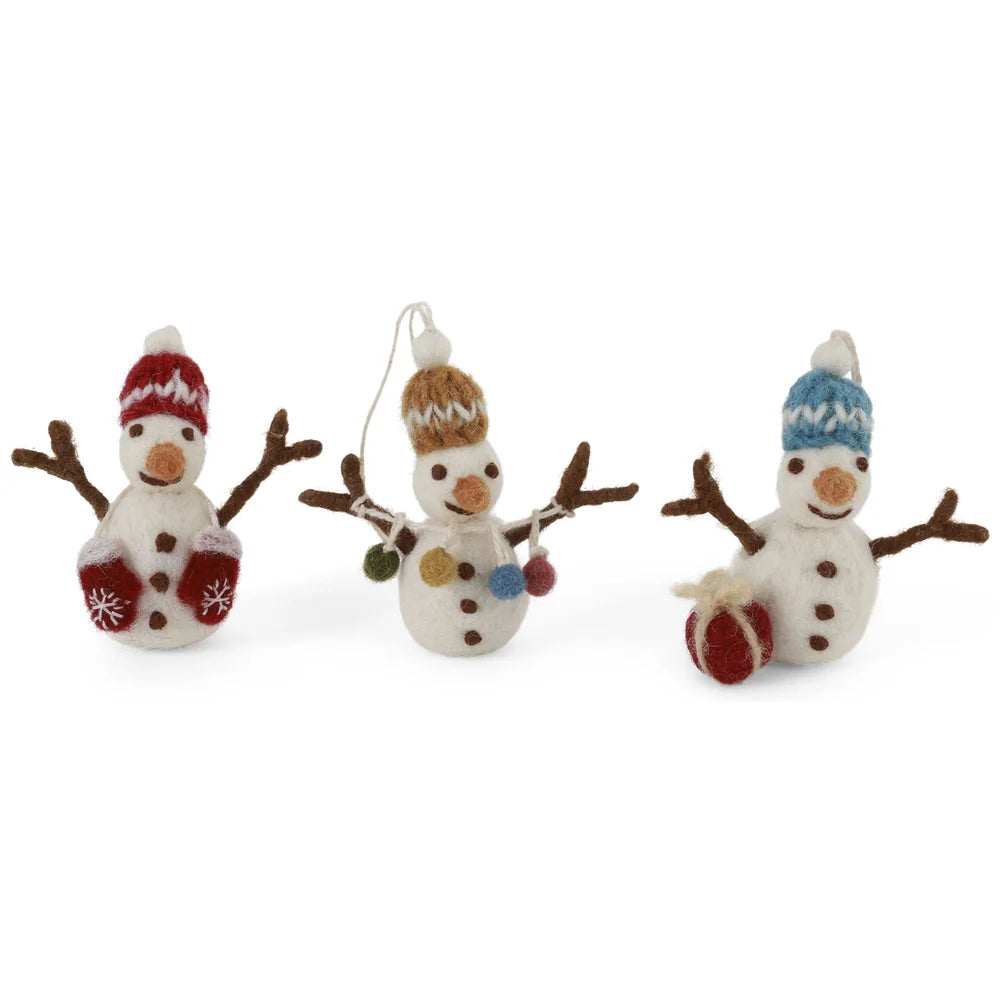Gry & Sif – Schneemänner mit Strickmütze – 3er Set