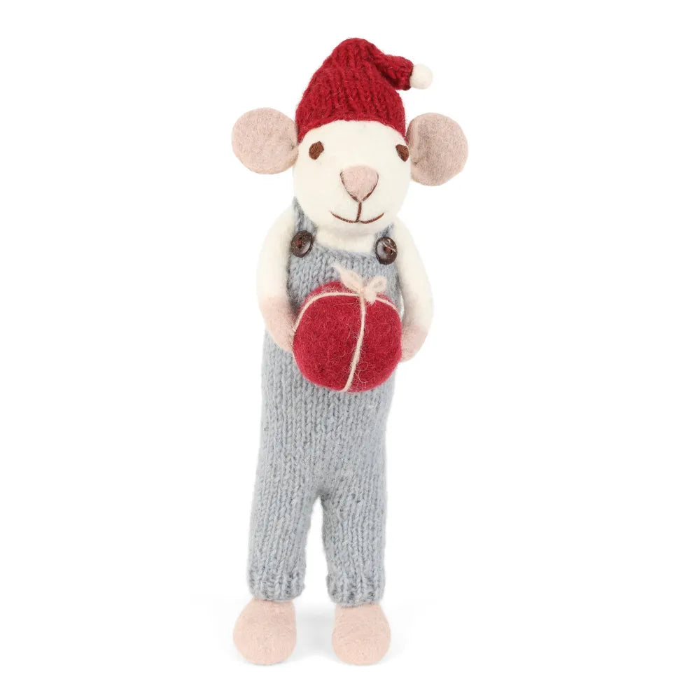 Gry & Sif Weihnachtsmaus Große Filzmaus Latzhose