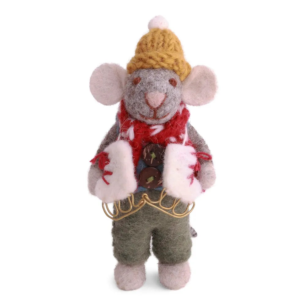 Gry & Sif Filzmaus Dekorative Junge Weste Grey 12 cm