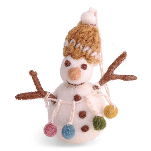 Gry & Sif Schneemann aus Filz mit Girlande
