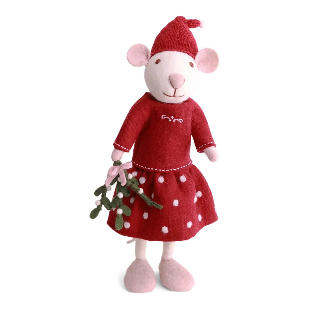 Gry &amp; Sif Weihnachtsmaus Große Filzmaus Kleid White