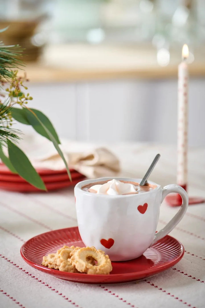 Ib Laursen Tasse Handgefertigte Steingut Herzen Rand