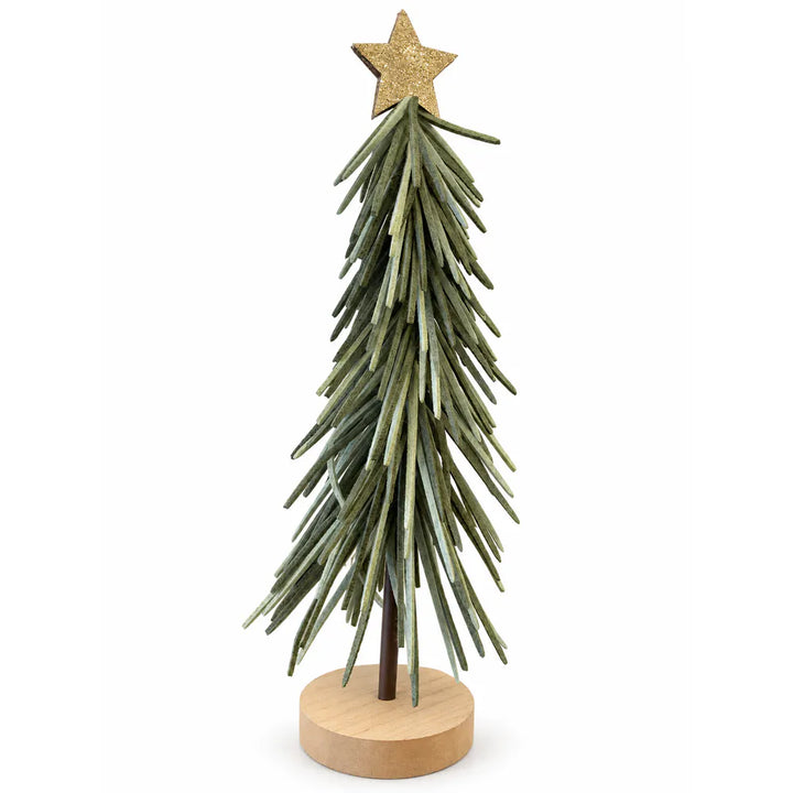 Alsaba Home - Tannenbaum Filz Holzsockel Stern Grün 39 cm