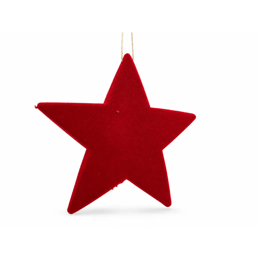 Alsaba Home - Weihnachtsanhänger Roter Stern Samtoptik Beflockter