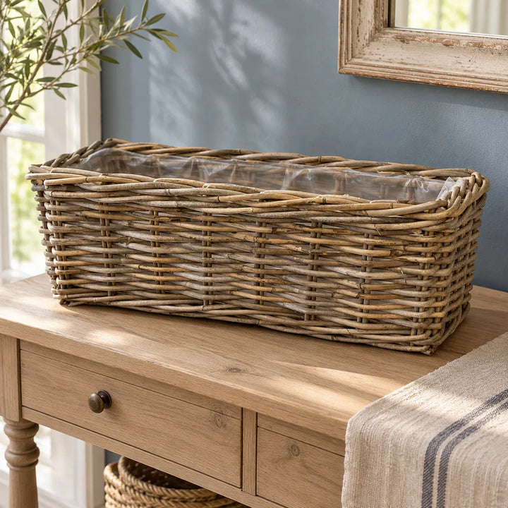 Alsaba Home - Balkonkasten aus Rattan mit Folieneinsatz