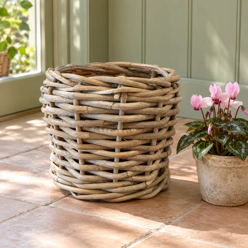 Alsaba Home - Gartentopf Geflochtener Terrassenkübel Naturgeflecht