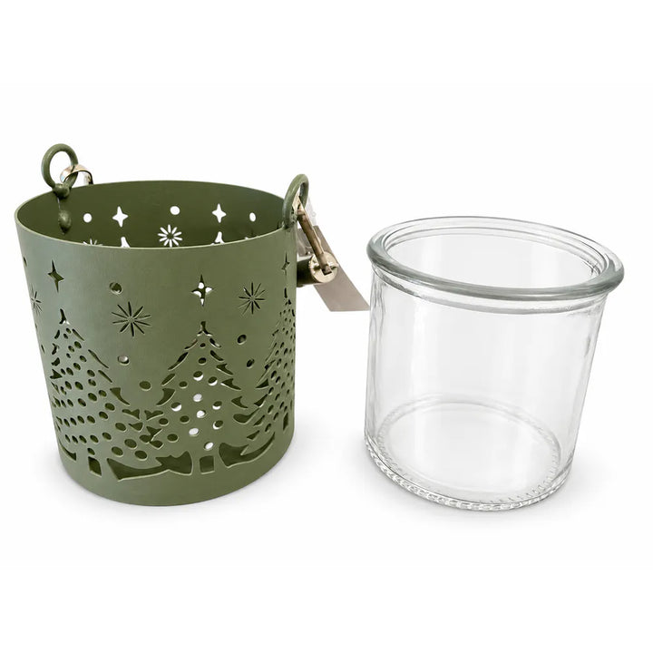Alsaba Home - Metall-Windlicht Wald mit Kordelhenkel S