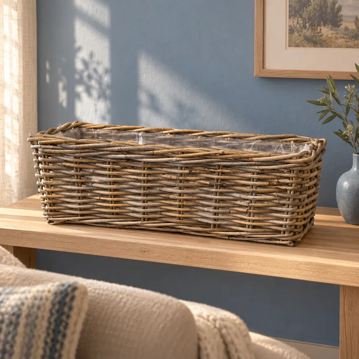 Alsaba Home - Balkonkasten aus Rattan mit Folieneinsatz