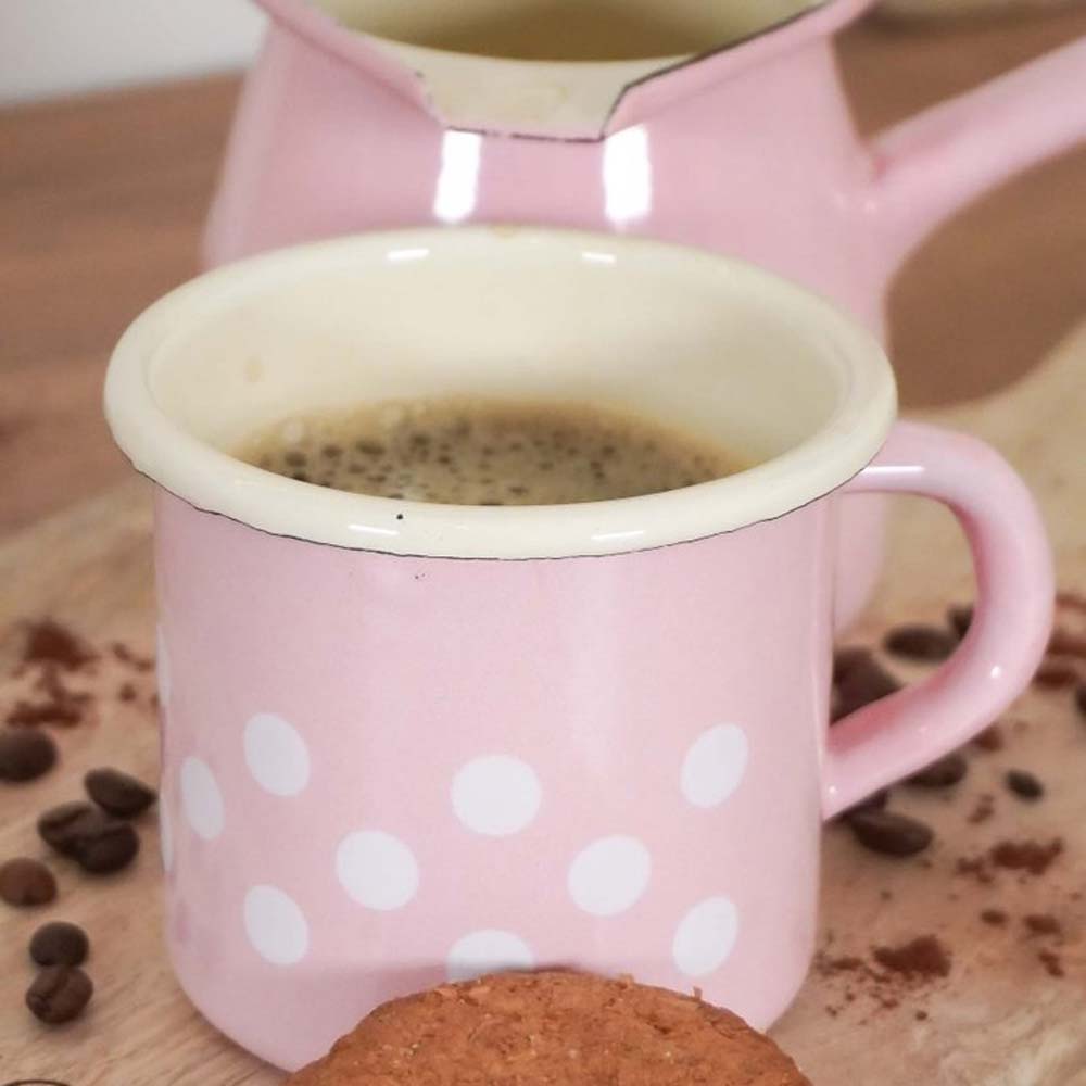 Isabelle Rose - Kaffeebecher Emaille mit Punkte