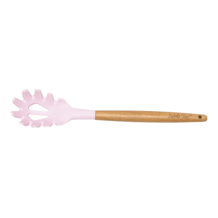 Isabelle Rose - Silikon Spaghetti Löffel mit Holzgriff rosa