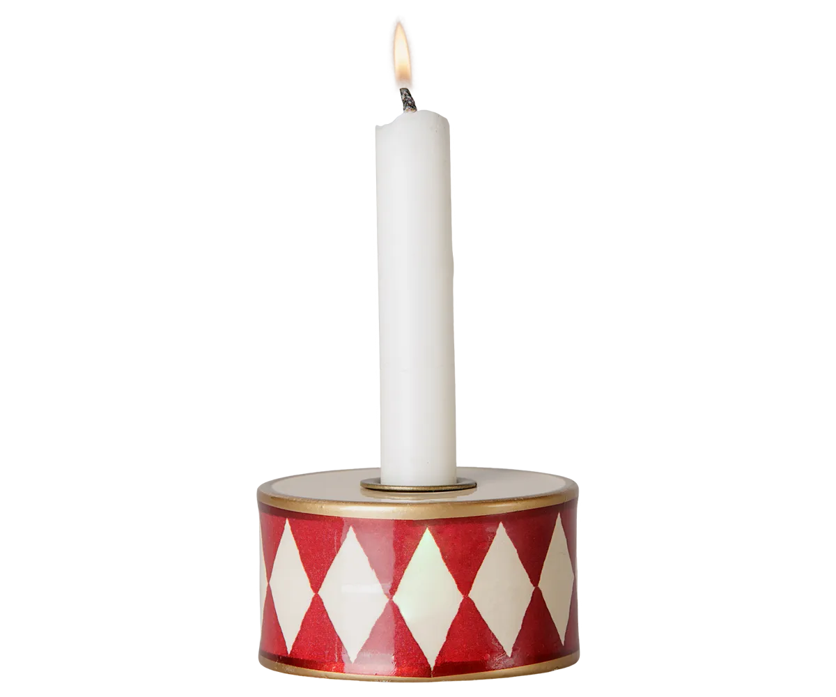 Maileg - Kerzenständer, Trommel - Off-white/Rot
