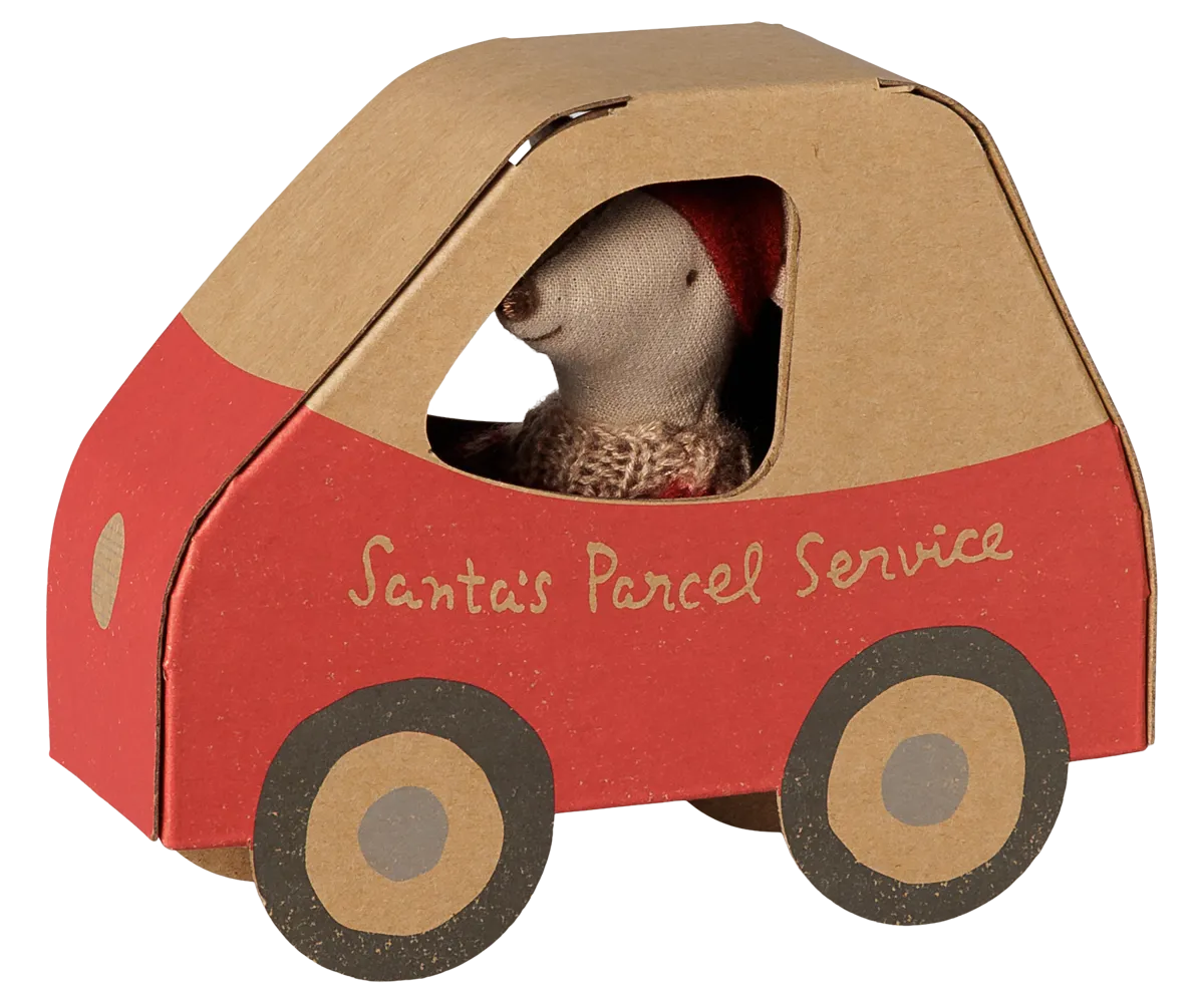 Maileg - Weihnachtsmaus, kleine Schwester in Auto-Box
