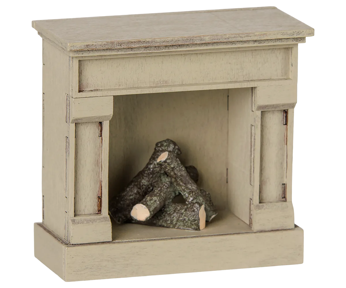 Maileg - Kamin, Maus - Off white