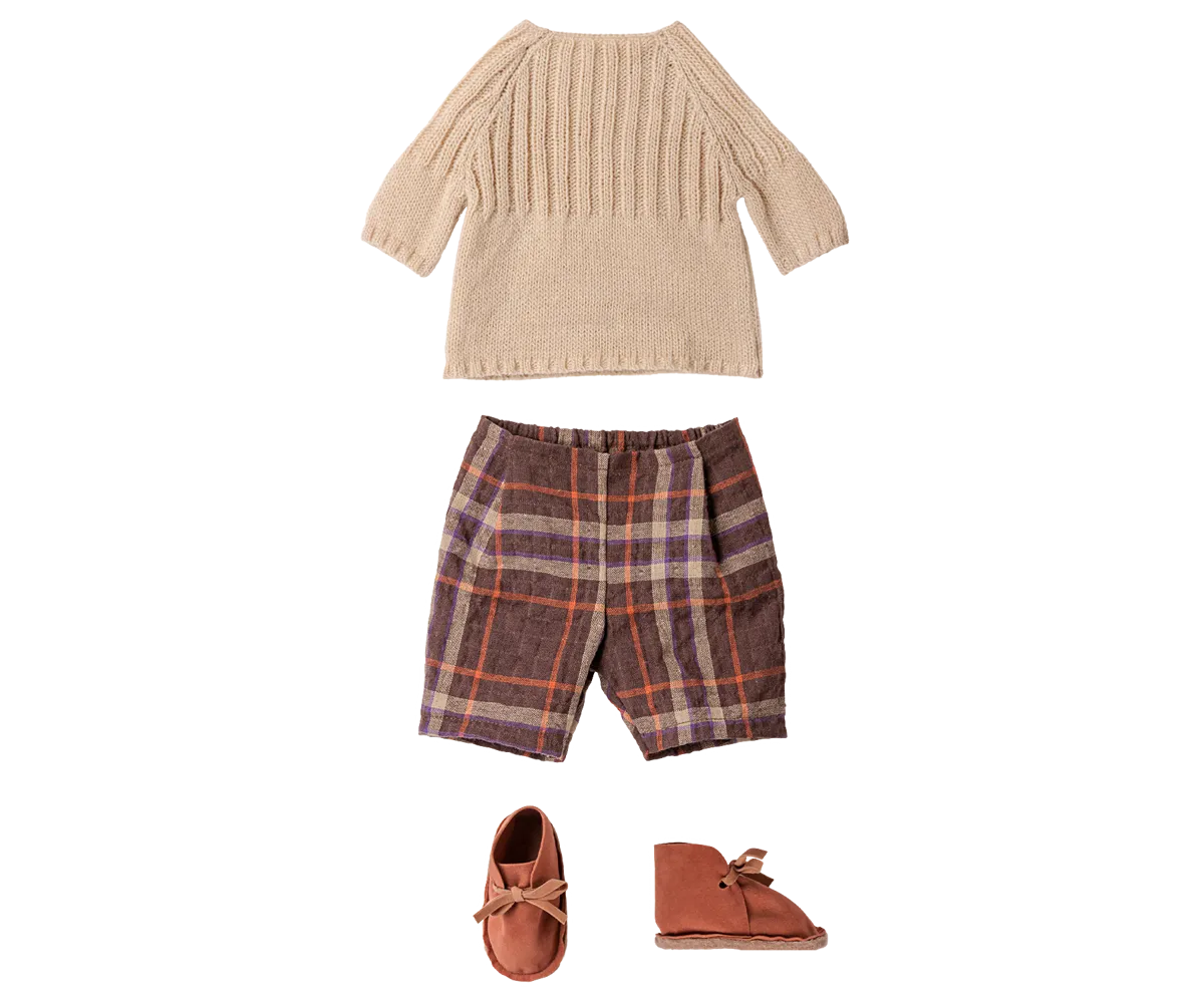 Maileg - Hose und Strickpullover, Größe 4 - Cremeweiß