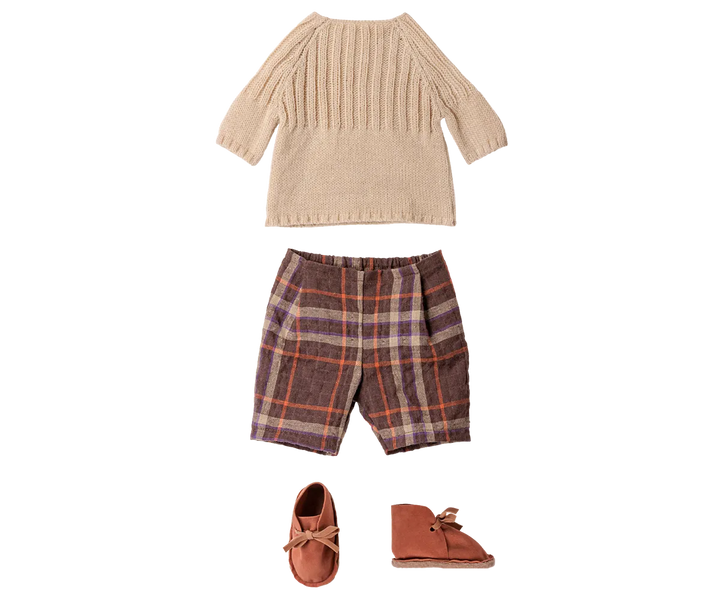Maileg - Hose und Strickpullover, Größe 4 - Cremeweiß