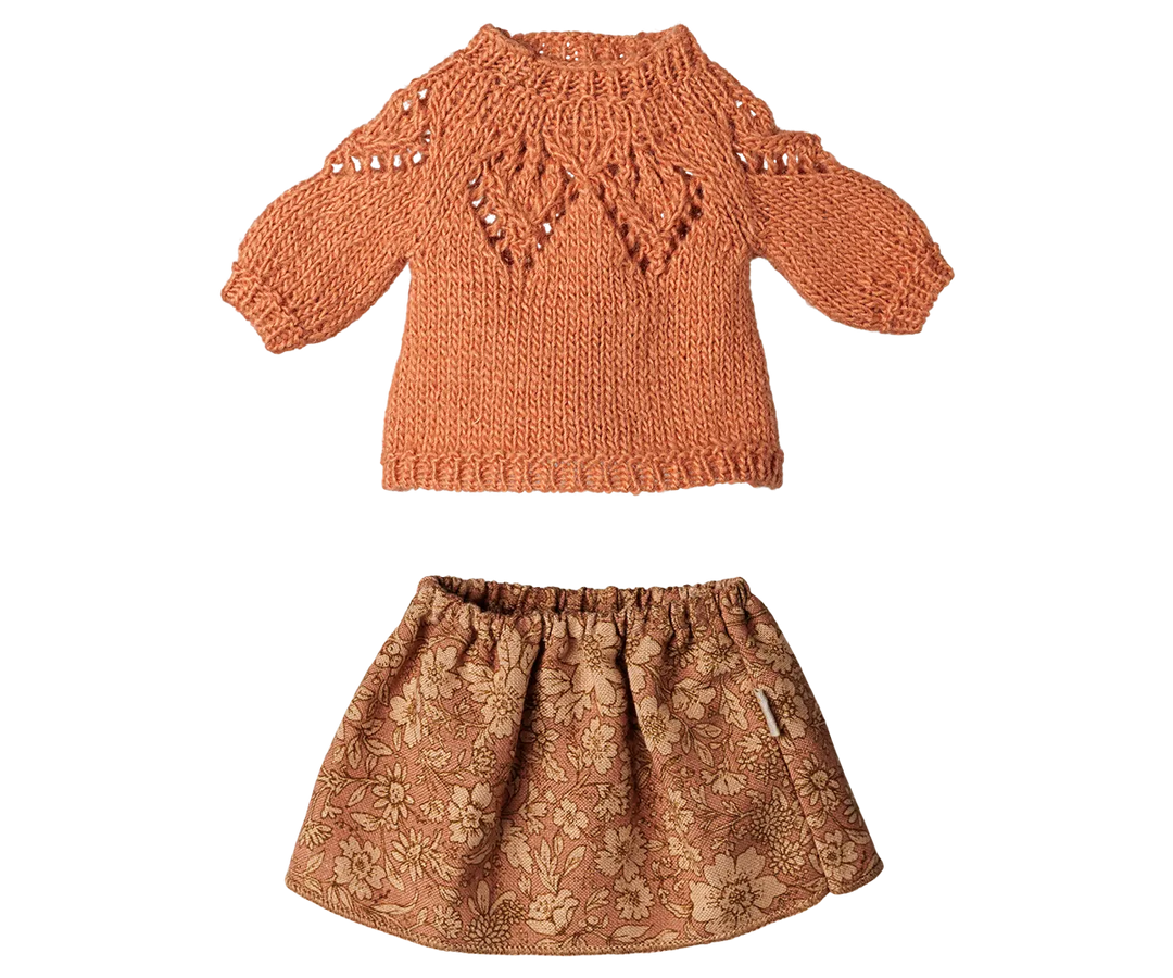 Maileg - Rock und gestrickter Pullover - Mittelgroße Maus
