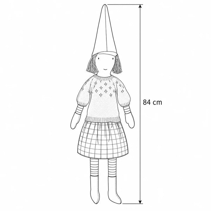 Maileg - Wichtel Pixy Sigrid Größe 5 mit Strickhemd – Maßskizze, Höhe 84 cm 