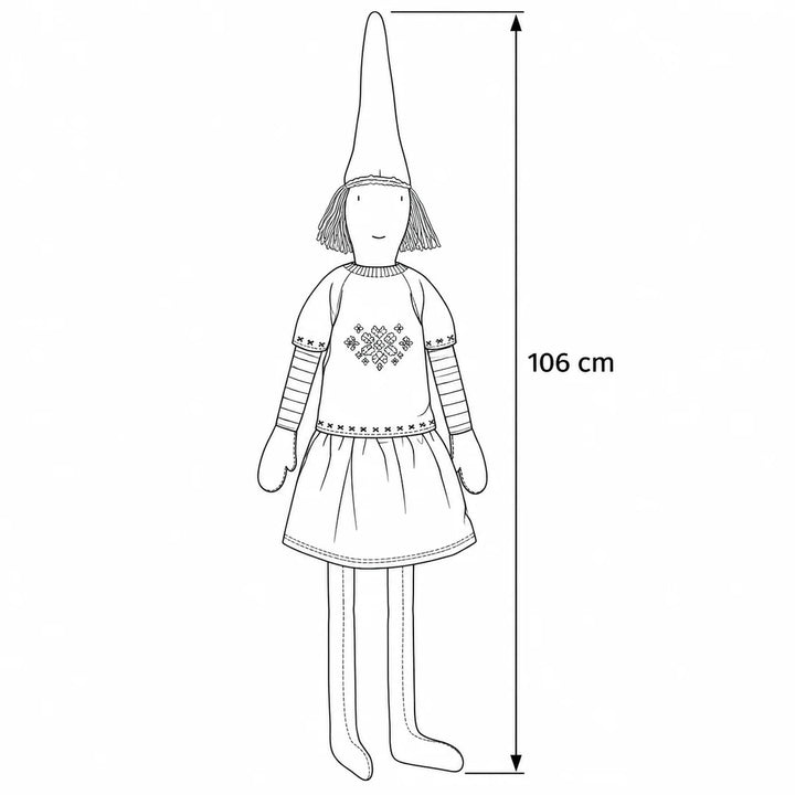 Maileg - Wichtel Pixy Tove Größe 6 mit Strickhemd – Maßskizze, Höhe 106 cm 