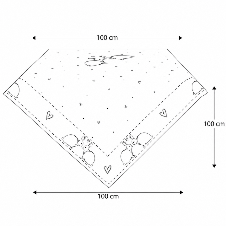 Clayre & Eef Tischdecke Hase Herz 100x100cm – Alsaba