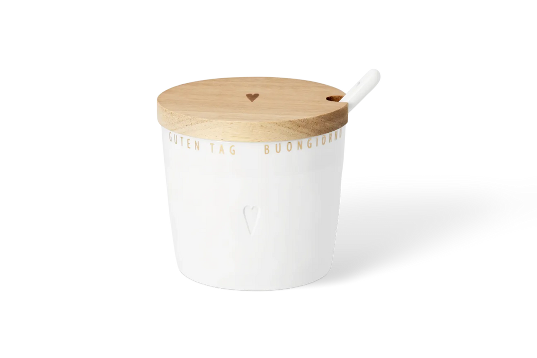 Räder Porzellandose mit Holzdeckel und Löffel