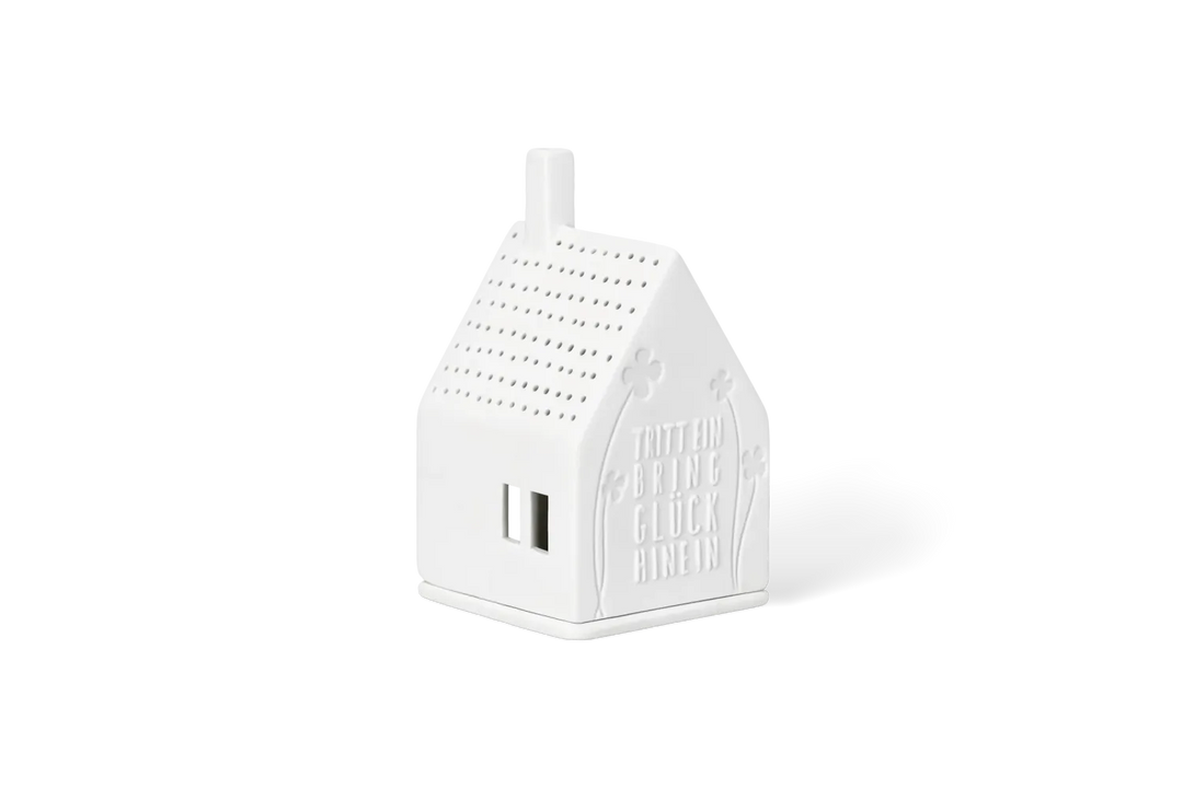Räder Lichthaus Porzellan Tritt Glück Weiß 13 cm