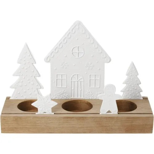 Räder Teelichthalter Lichtszene Lebkuchendorf Holz