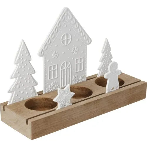 Räder Teelichthalter Lichtszene Lebkuchendorf Holz