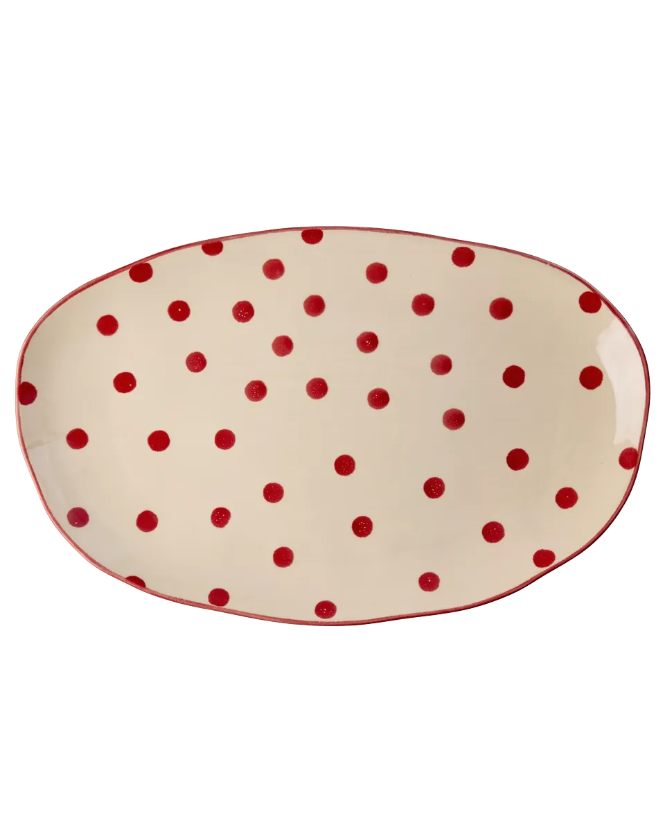 Rice Groß Steingut Servierplatte - Rot