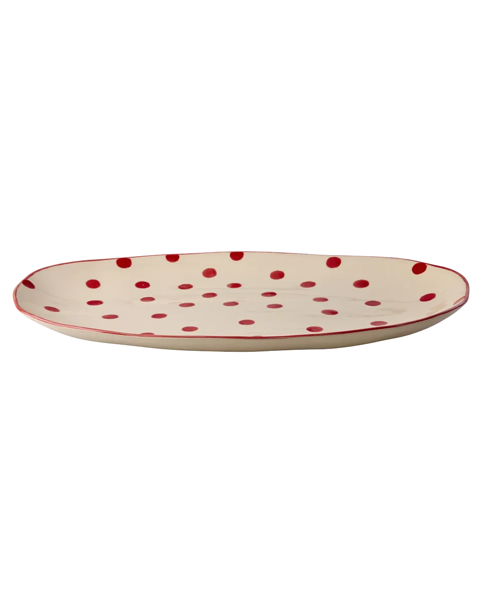 Rice Groß Steingut Servierplatte - Rot