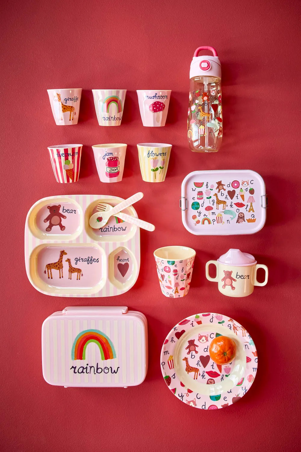 Rice Kinderteller mit 4er Einteilung - Pink
