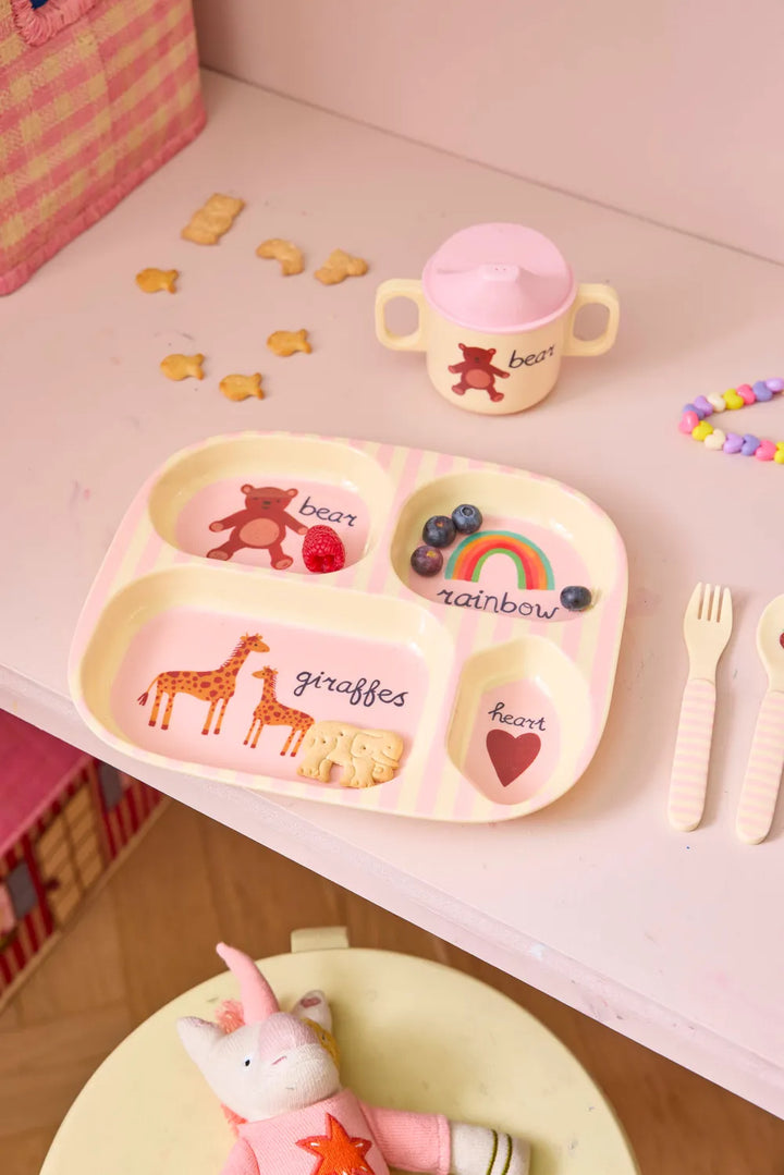 Rice Kinderteller mit 4er Einteilung - Pink
